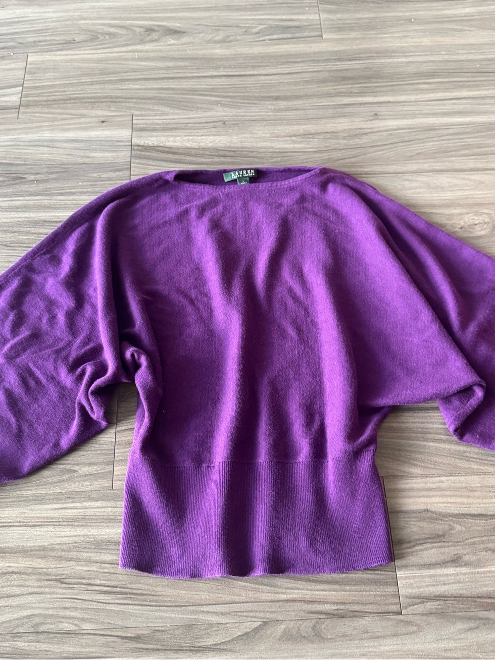 Ralph Lauren purple sweater with 3/4 sleeves size L
